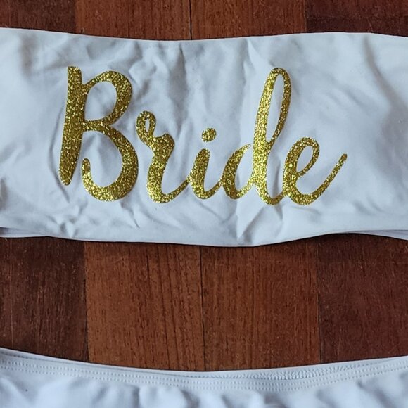 Amazon Bride Two-Piece Bandeau Bikini High Waist Bottom Swimsuit Size Small - Picture 5 of 10